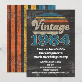 ヴィンテージ1984誕生年40th誕生日サンセットレトロ 招待状