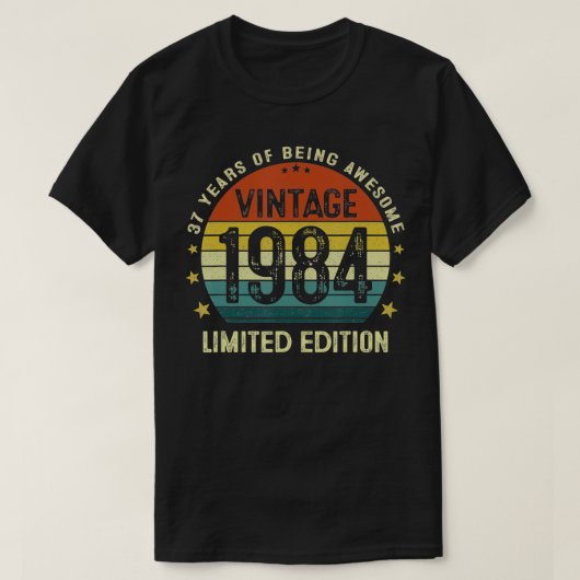 ヴィンテージ1984限定版37歳37th Bir Tシャツ (デザイン正面)