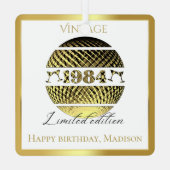 ヴィンテージ1984 40歳の誕生日金ゴールド メタルオーナメント (裏面)