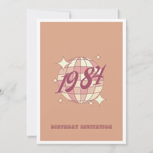ヴィンテージ1984 40th誕生日ピンクパーティの招待状 招待状 (裏面)