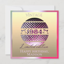 ヴィンテージ1984 40th誕生日ピンク カード