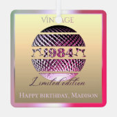 ヴィンテージ1984 40th誕生日ピンク メタルオーナメント (裏面)