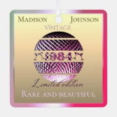 ヴィンテージ1984 40th誕生日ピンク メタルオーナメント (正面)