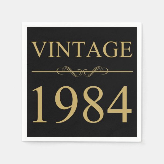 ヴィンテージ1984 40th誕生日 スタンダードカクテルナプキン (正面)