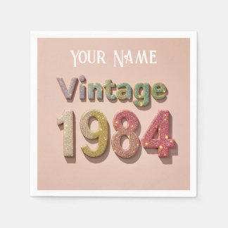 ヴィンテージ1984 Sparkle Napkin：キラキラした思い出 スタンダードカクテルナプキン