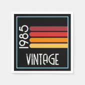 ヴィンテージ1985ストライプレトロ太陽40歳の誕生日 スタンダードカクテルナプキン (正面)