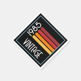 ヴィンテージ1985ストライプレトロ太陽40歳の誕生日 スタンダードカクテルナプキン