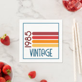 ヴィンテージ1985ストライプレトロ太陽40歳の誕生日 スタンダードカクテルナプキン (インサイチュ)
