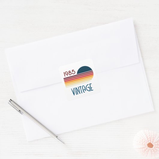 ヴィンテージ1985レトロストライプサン スクエアシール (封筒)