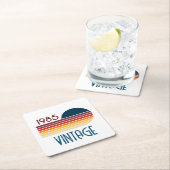 ヴィンテージ1985レトロストライプサン スクエアペーパーコースター (インサイチュ)