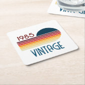 ヴィンテージ1985レトロストライプサン スクエアペーパーコースター (アングル)