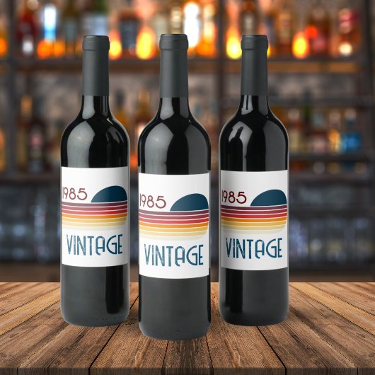 ヴィンテージ1985レトロストライプサン ワインラベル