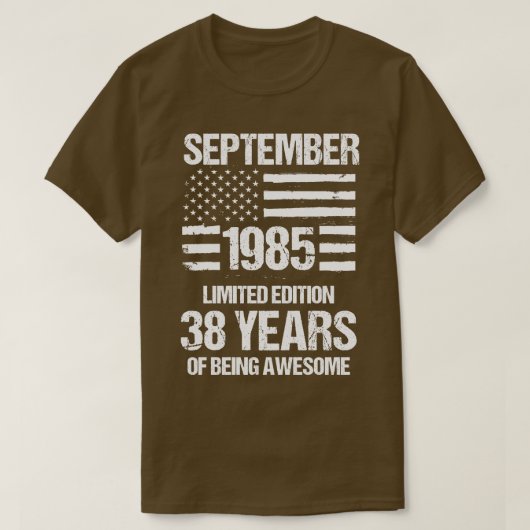 ヴィンテージ1985年9月限定版38年 Tシャツ (デザイン正面)