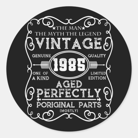 ヴィンテージ1985男の神話レジェンド36誕生日 ラウンドシール (正面)