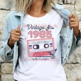 ヴィンテージ1985限定版音楽カセットレトロ Tシャツ