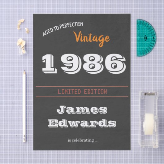 ヴィンテージ1986レトロティッシュペーパー- 40th Birthday 薄葉紙 (クラフト)