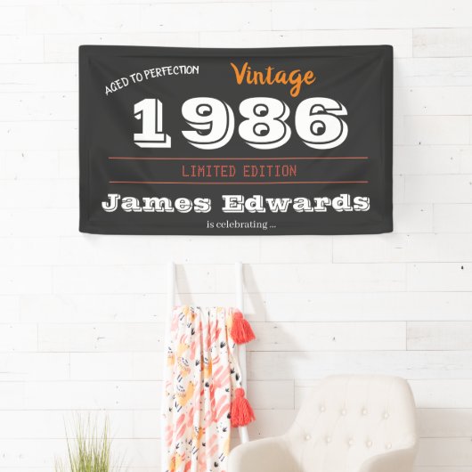 ヴィンテージ1986レトロ誕生日40th 横断幕 (インサイチュ)