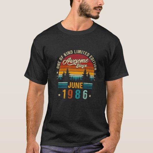 ヴィンテージ1986年6月以素晴らし降36回目の誕生日 Tシャツ (正面)