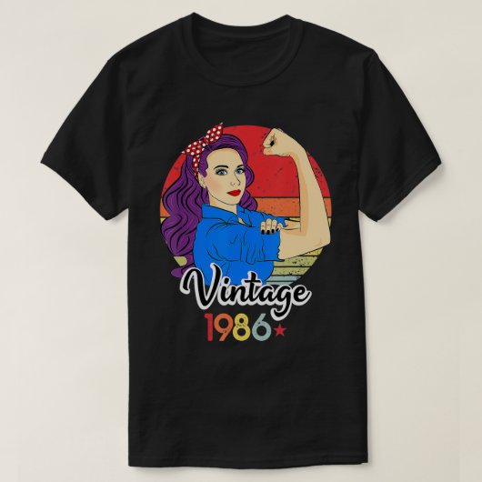 ヴィンテージ1986強い女性35日誕生日レトロ Tシャツ (デザイン正面)