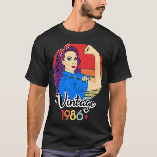ヴィンテージ1986強い女性35日誕生日レトロ Tシャツ
