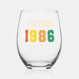 ヴィンテージ1986限定版レトロ誕生日デザイン ステムなしワイングラス