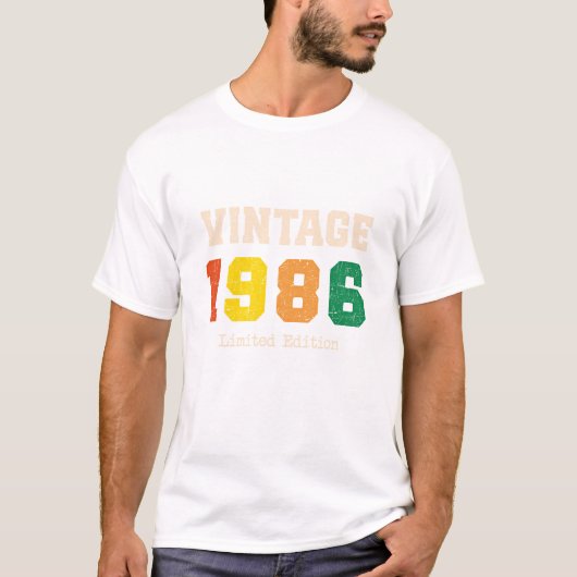 ヴィンテージ1986限定版レトロ誕生日デザイン Tシャツ (正面)