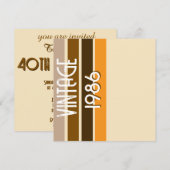 ヴィンテージ1986 レトロストライプ ブラウン タン ヴィンテージ 招待状 (正面/裏面)