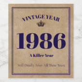ヴィンテージ1986 - 殺人級の年 | 40歳の誕生日ワイン ワインラベル (シングルラベル)