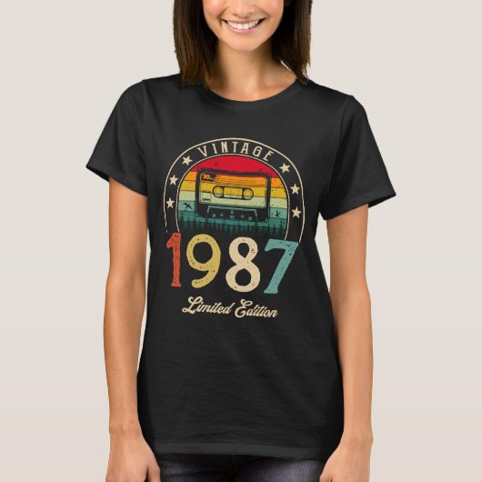 ヴィンテージ1987レトロカセット1987 35誕生日35 Tシャツ (正面)