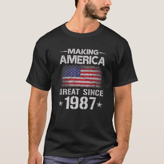 ヴィンテージ1987年素晴らし米国国旗B Tシャツ (正面)