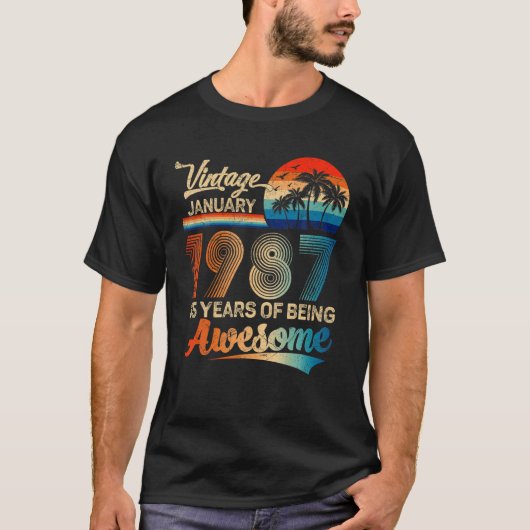 ヴィンテージ1987年1月35th誕生日Being 素晴らし M Tシャツ (正面)
