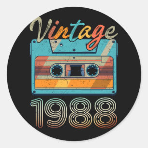 ヴィンテージ1988カセットテープレトロ35番目の誕生日35 ラウンドシール