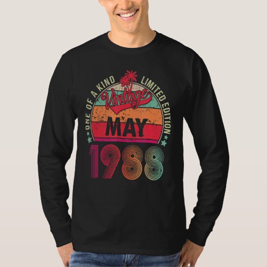 ヴィンテージ1988年5素晴らし月以来34番目の誕生日 Tシャツ (正面)