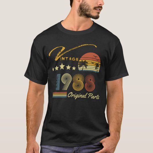 ヴィンテージ1988年～35誕生日35歳 Tシャツ (正面)