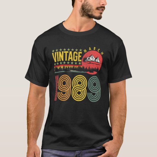 ヴィンテージ1989年3月33歳誕生日 Tシャツ (正面)