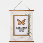 ヴィンテージ1989植物蝶自然壁 吊り下げ型タペストリー (正面)