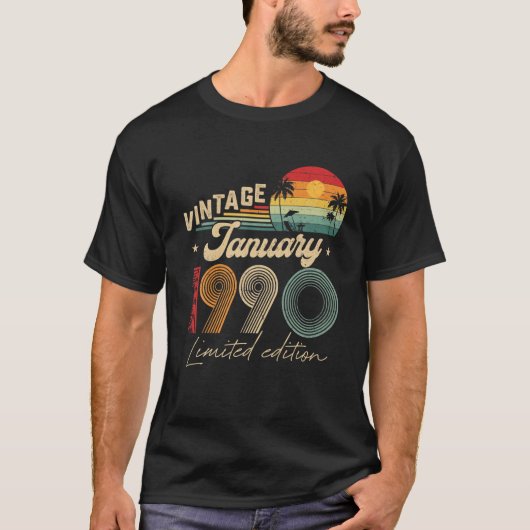 ヴィンテージ1990年1月限定版32Nd Bday Dec Tシャツ (正面)