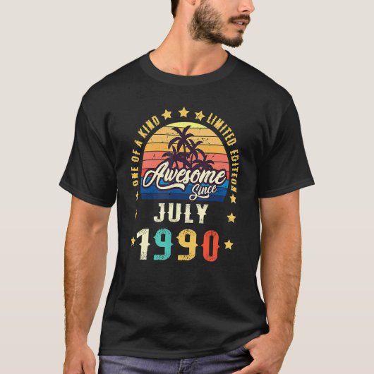 ヴィンテージ1990年7素晴らし月以来32回目の誕生日 Tシャツ (正面)