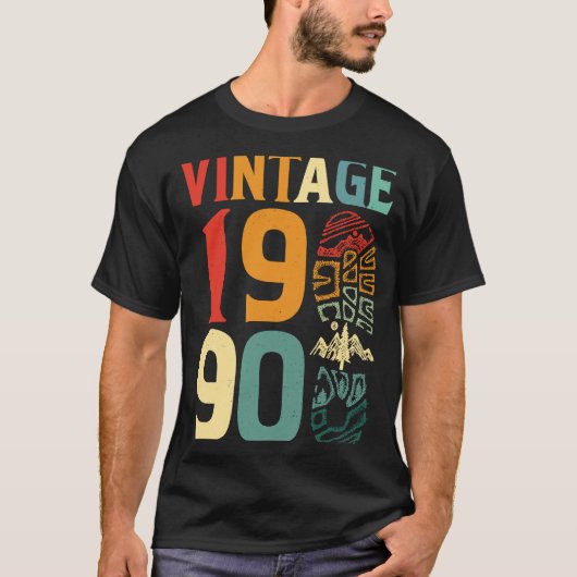 ヴィンテージ1990 32歳誕生日キャンピングハイキングB Tシャツ (正面)