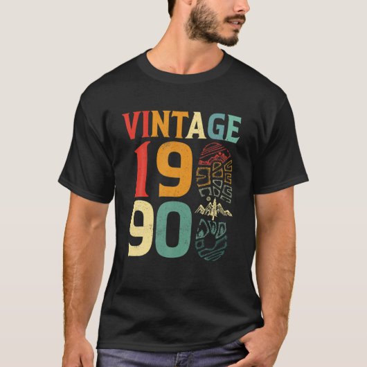 ヴィンテージ1990 32歳誕生日キャンピングハイキングL Tシャツ (正面)