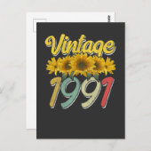 ヴィンテージ1991年ひまわり誕生日すごい1991年から ポストカード (正面/裏面)