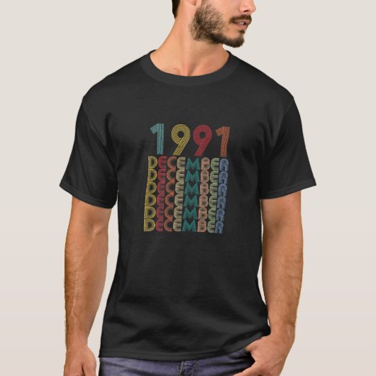 ヴィンテージ1991年12月レトロ誕生日31st誕生日 tシャツ (正面)