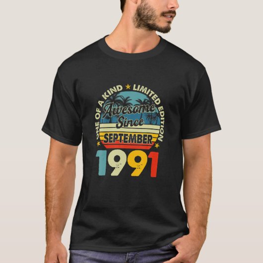 ヴィンテージ1991年9月30歳レトロ30Th Bir Tシャツ (正面)