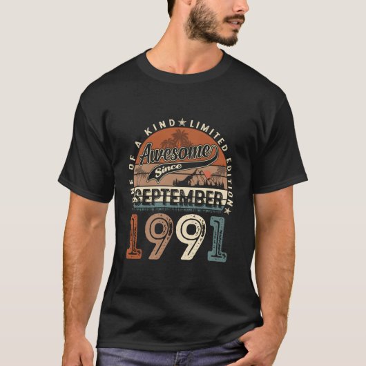 ヴィンテージ1991年9月32日32誕生日 Tシャツ (正面)