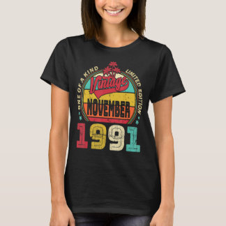 ヴィンテージ1991素晴らし年11月以来31誕生日 Tシャツ