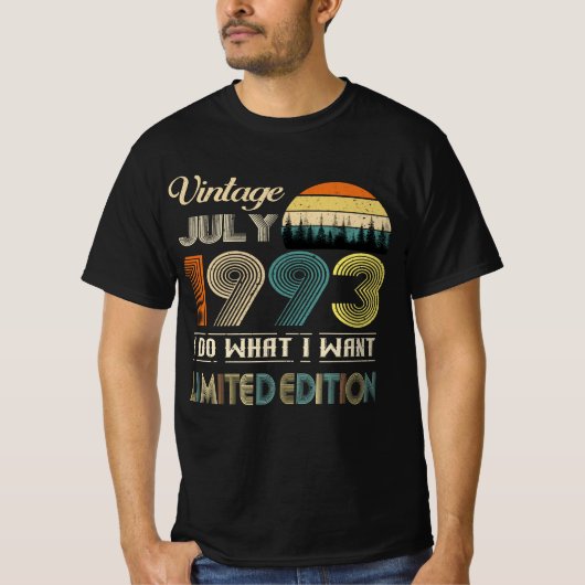 ヴィンテージ1993年7月Tシャツ – レトロスタイル誕生日 Tシャツ (正面)