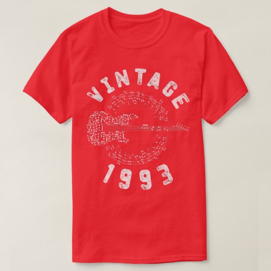 ヴィンテージ1993誕生日限定版ギター音楽 Tシャツ (デザイン正面)