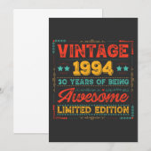 ヴィンテージ1994年1994年30歳の誕生日30年 招待状 (正面/裏面)