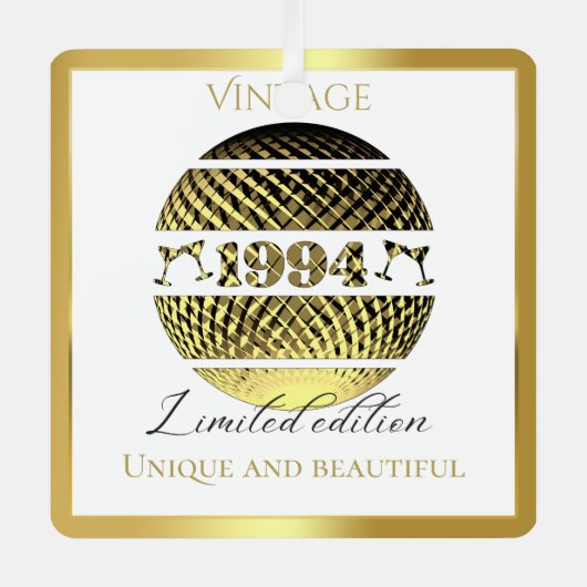 ヴィンテージ1994 30歳の誕生日金ゴールド メタルオーナメント (正面)