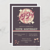 ヴィンテージ1994 30th誕生日レトロパープル招待状 招待状 (正面/裏面)